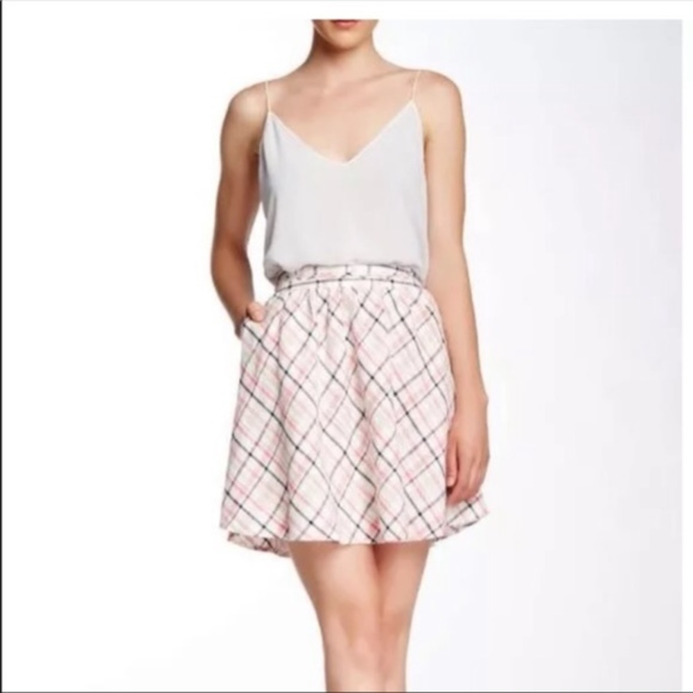 Joie Kaylea Plaid Linen Skater Skirt NWT